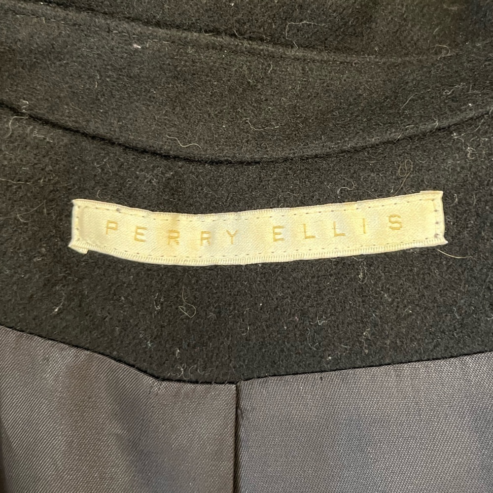 Perry Ellis Vintage Black Wool Military Peacoat USA Made Women’s 10 - Picture 9 of 17